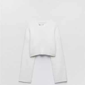 Zara Women's White Cropped Sweater